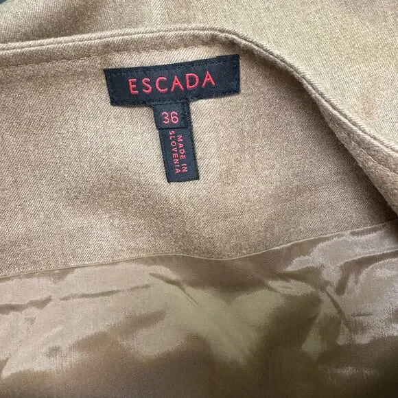NEW Escada Womens Pencil Skirt Pockets Wool Blend Beige $690 EU 36 US 6